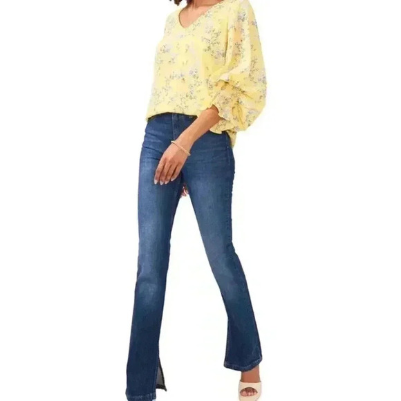 Vince Camuto Floral Smocked Puffed Sleeve Blouse Sunburst - Picture 3 of 5